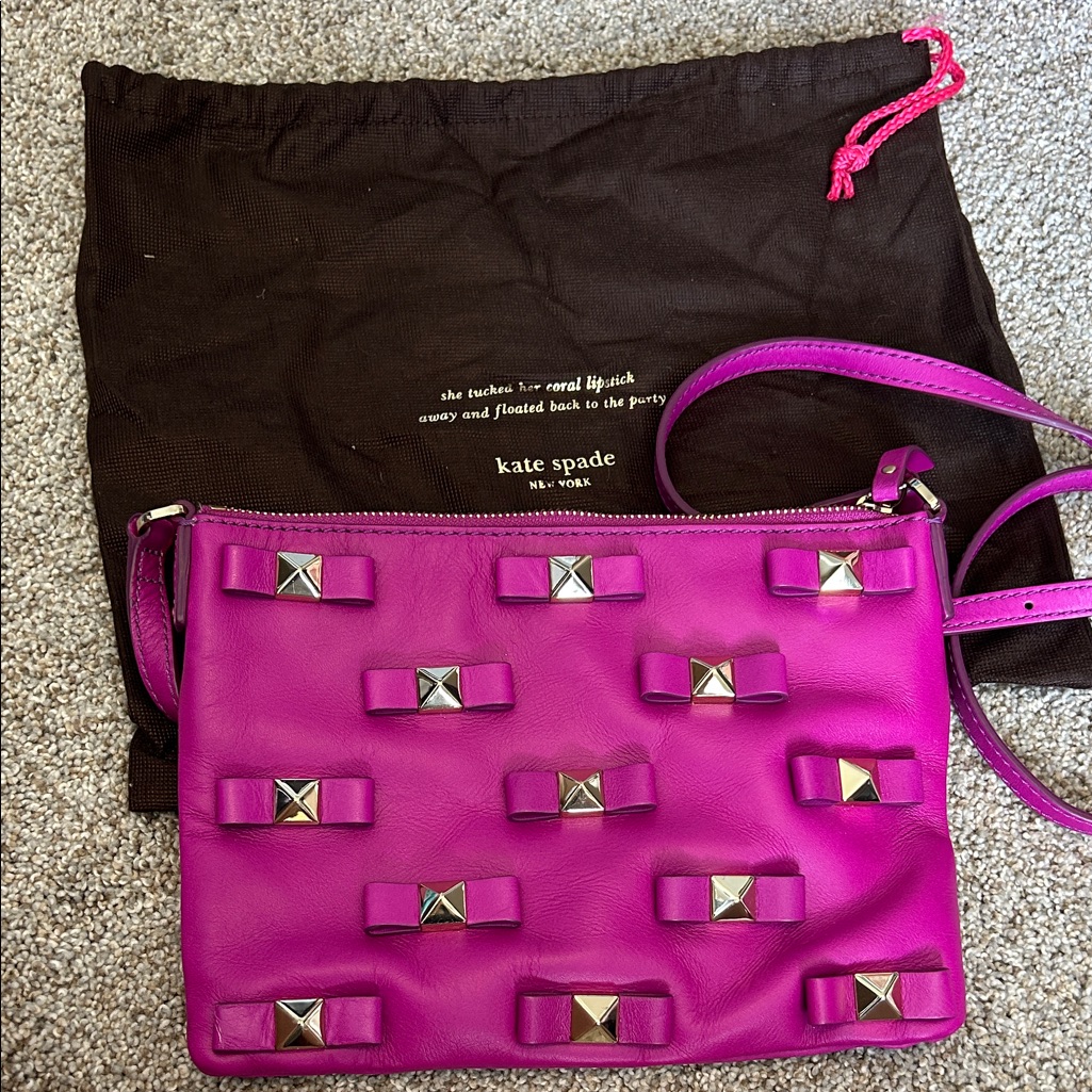 Nwt Kate Spade Ginnie Bow Terrace Crossbody Bag Purse Rose Pink Leather